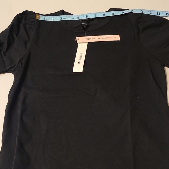 Aqua Classic Black Women's Top Small Runched Short Sleeve NWT - Picture 6 of 10
